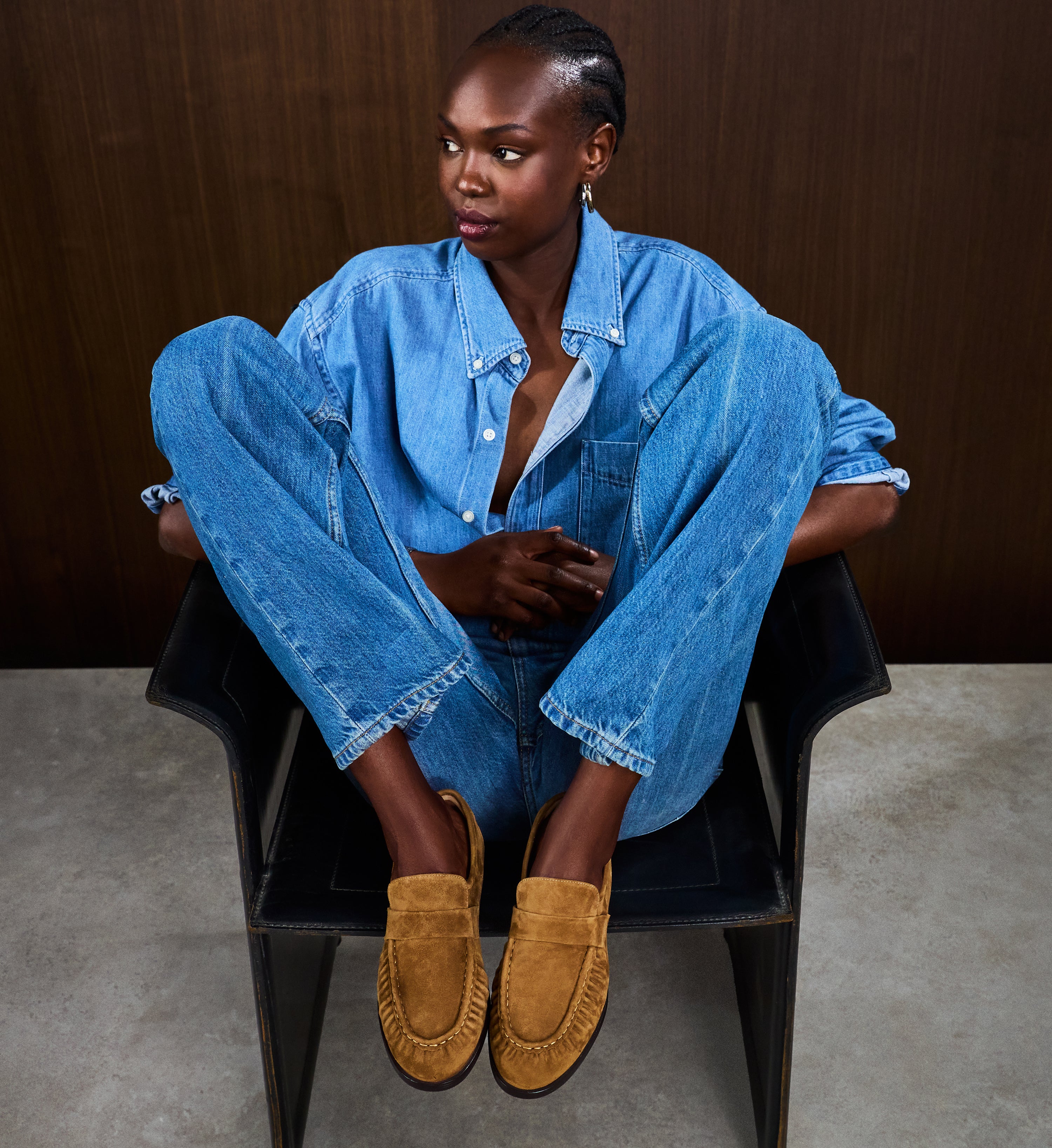 Chauna Ochre Tan Suede Loafers