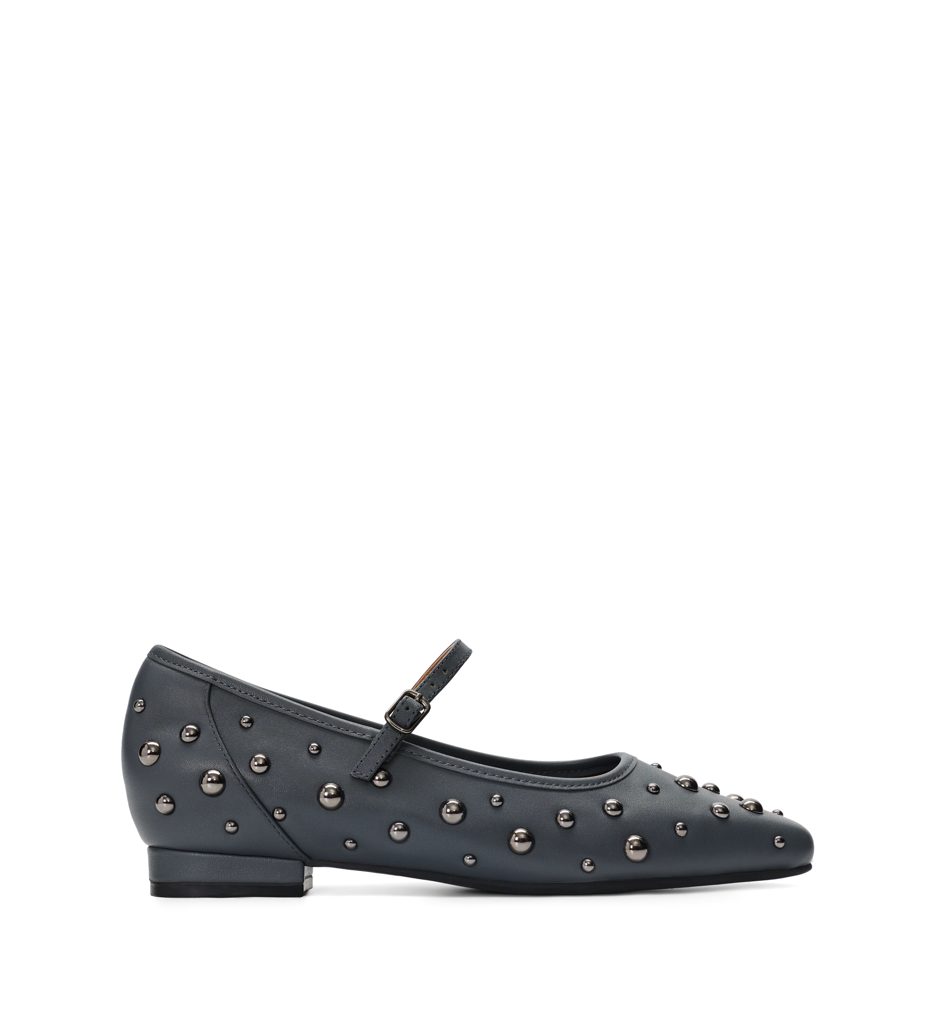 Surfbird Graphite Grey Leather & Hardware Ballet Flats