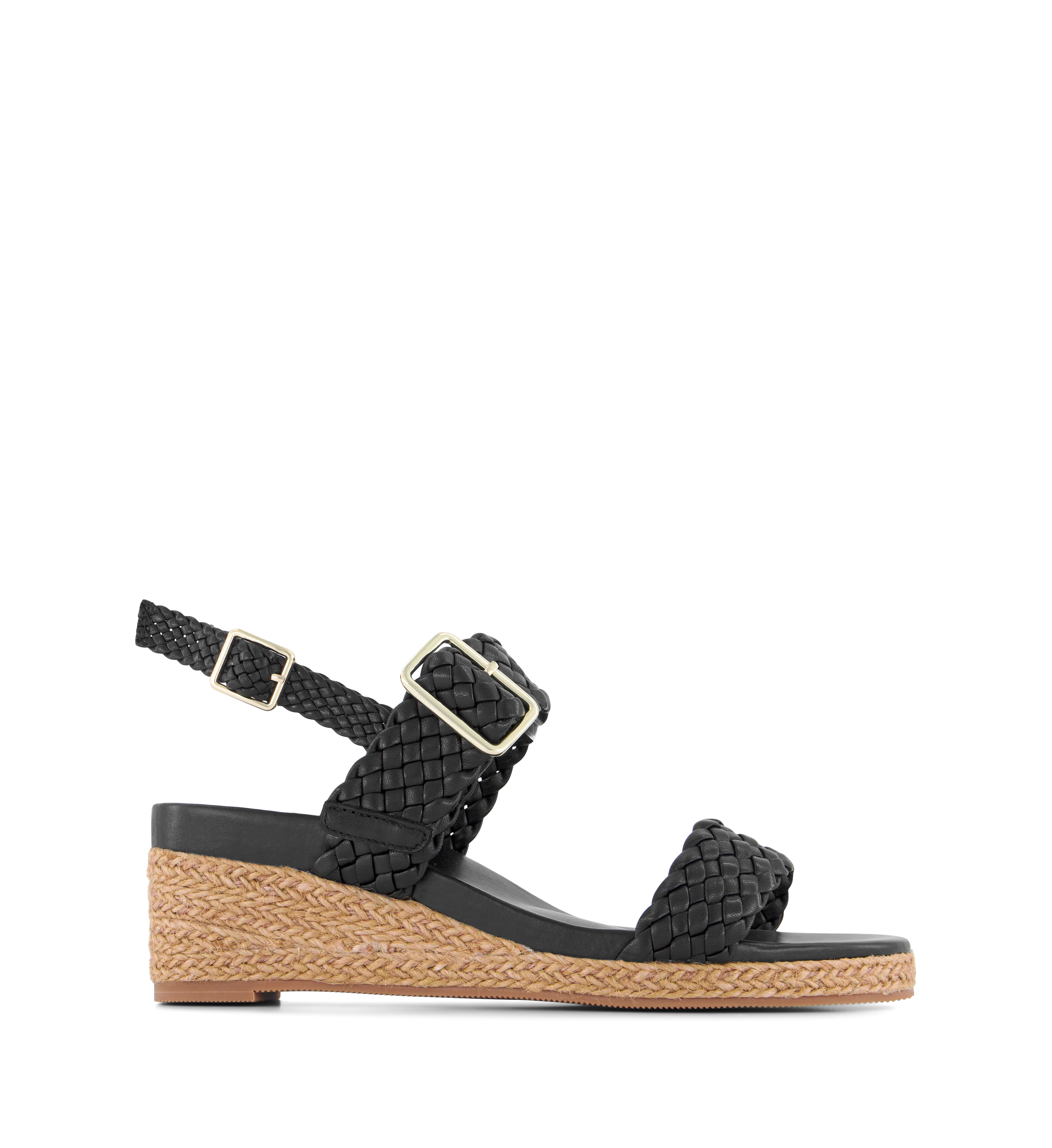 Gallito Black Leather Wedges