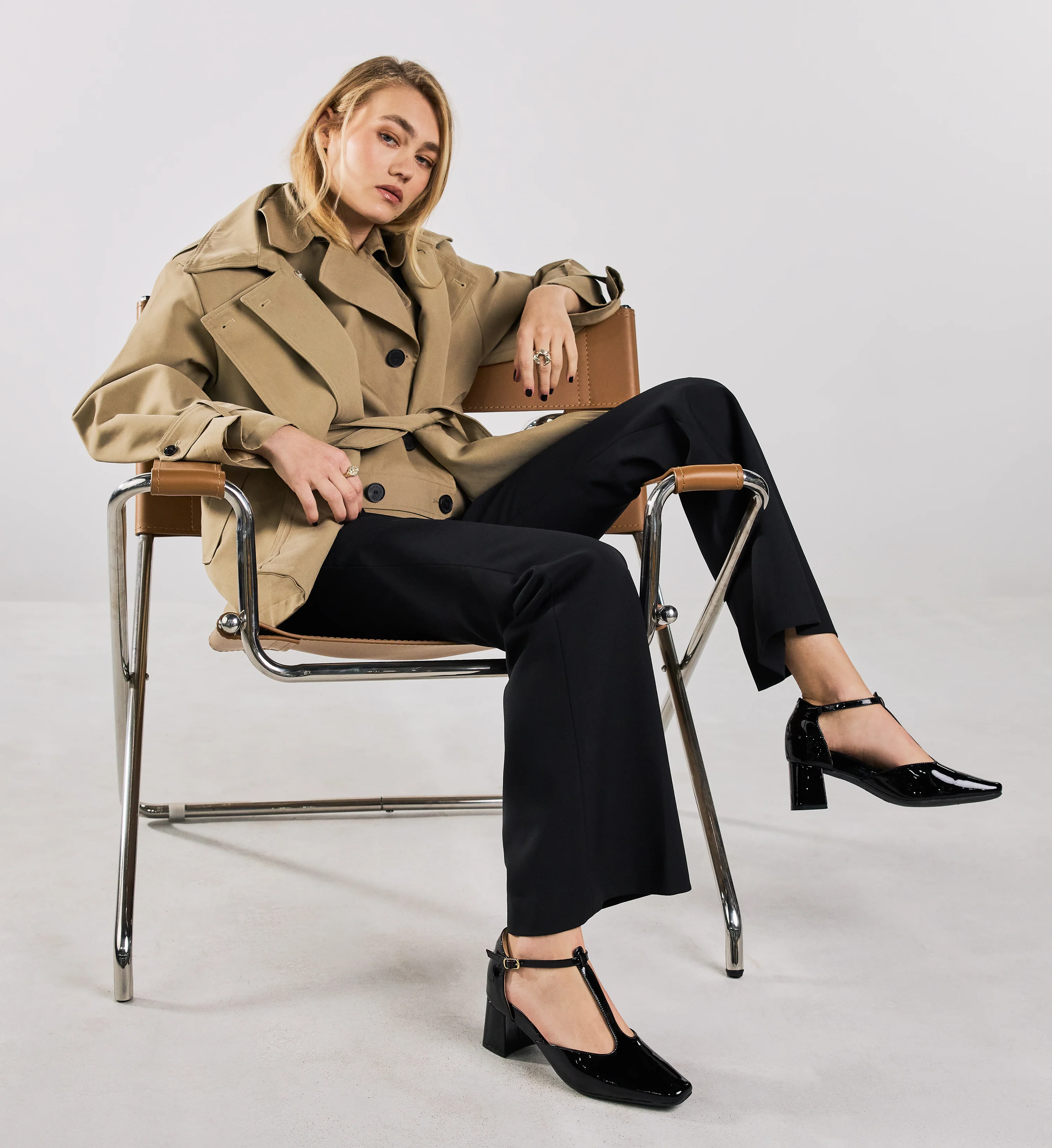 Grosbeak Black Patent Leather Low Heels