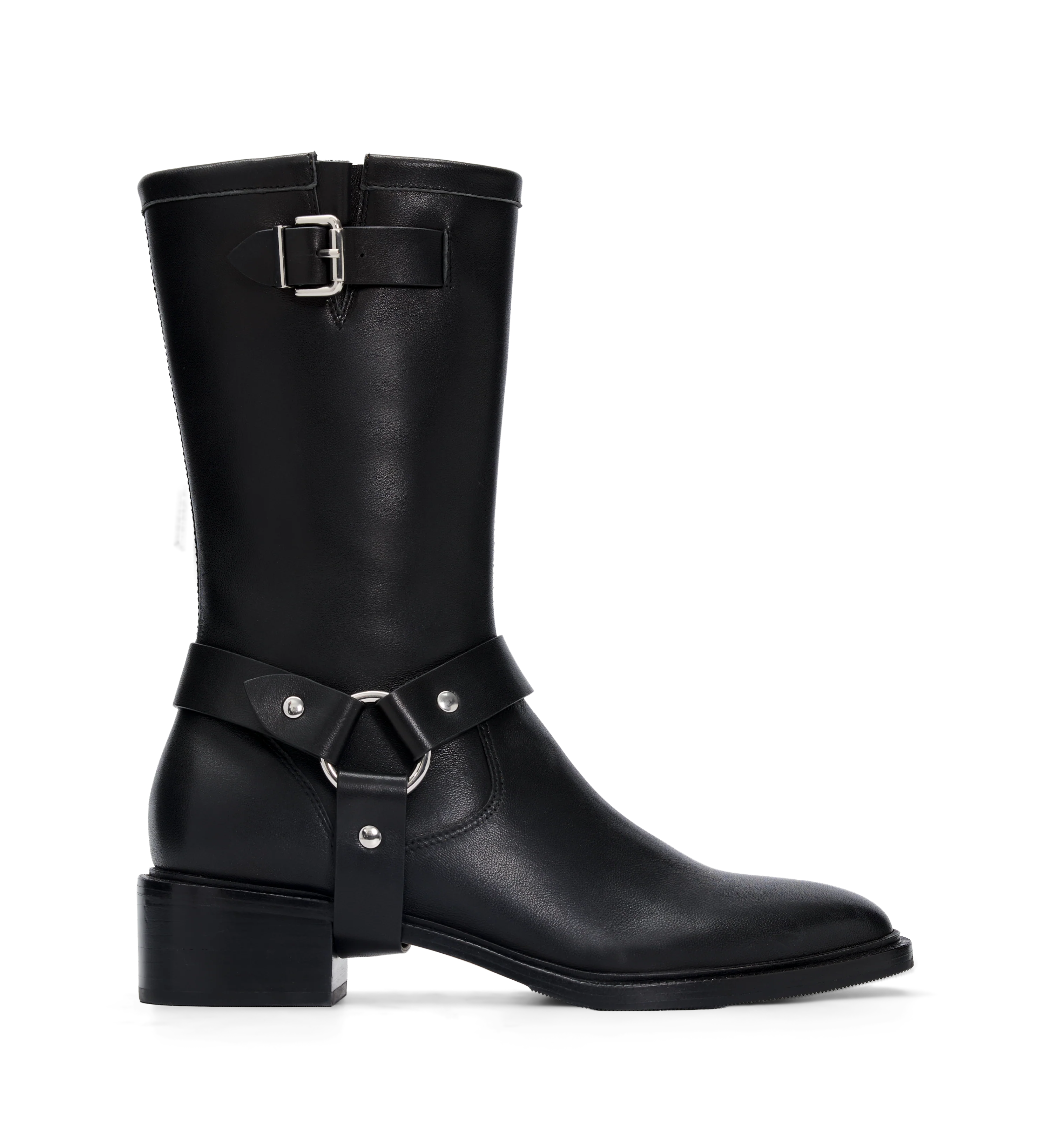Tern Black Leather & Hardware Heeled Boots