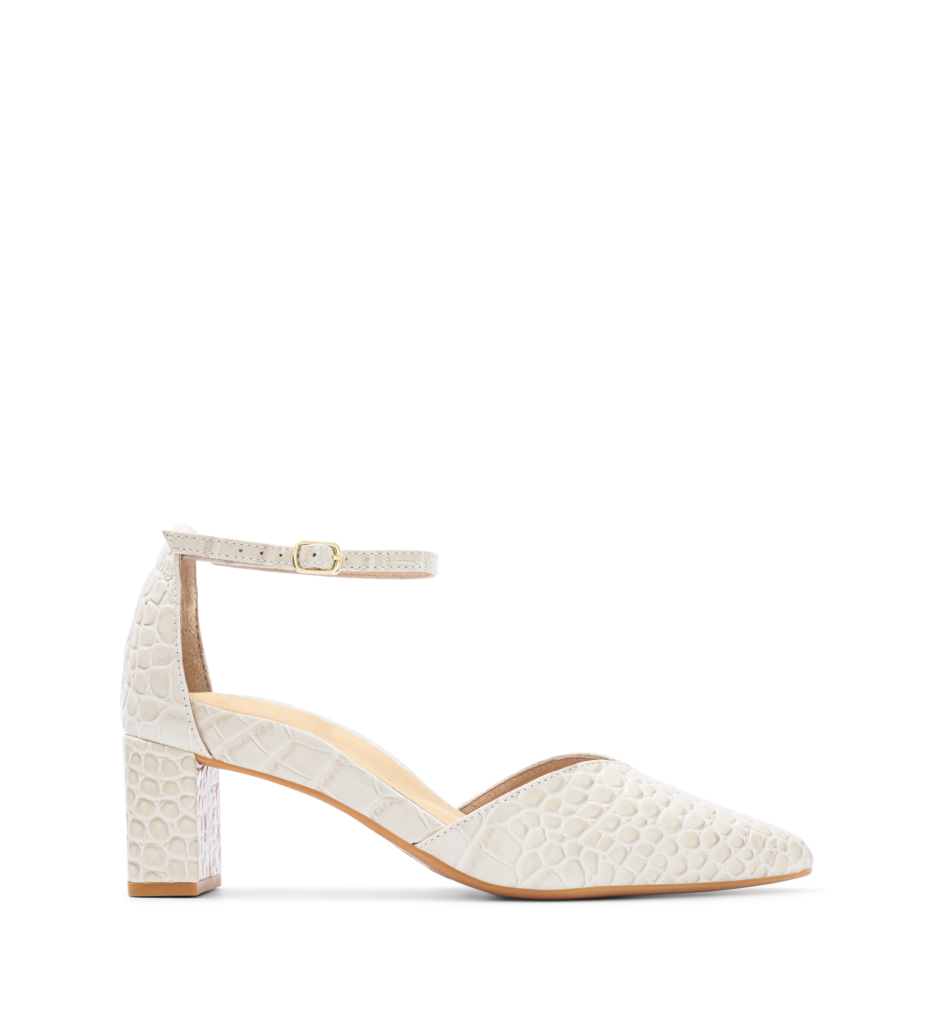 Buteo Chai Croc Emboss Leather Low Heels