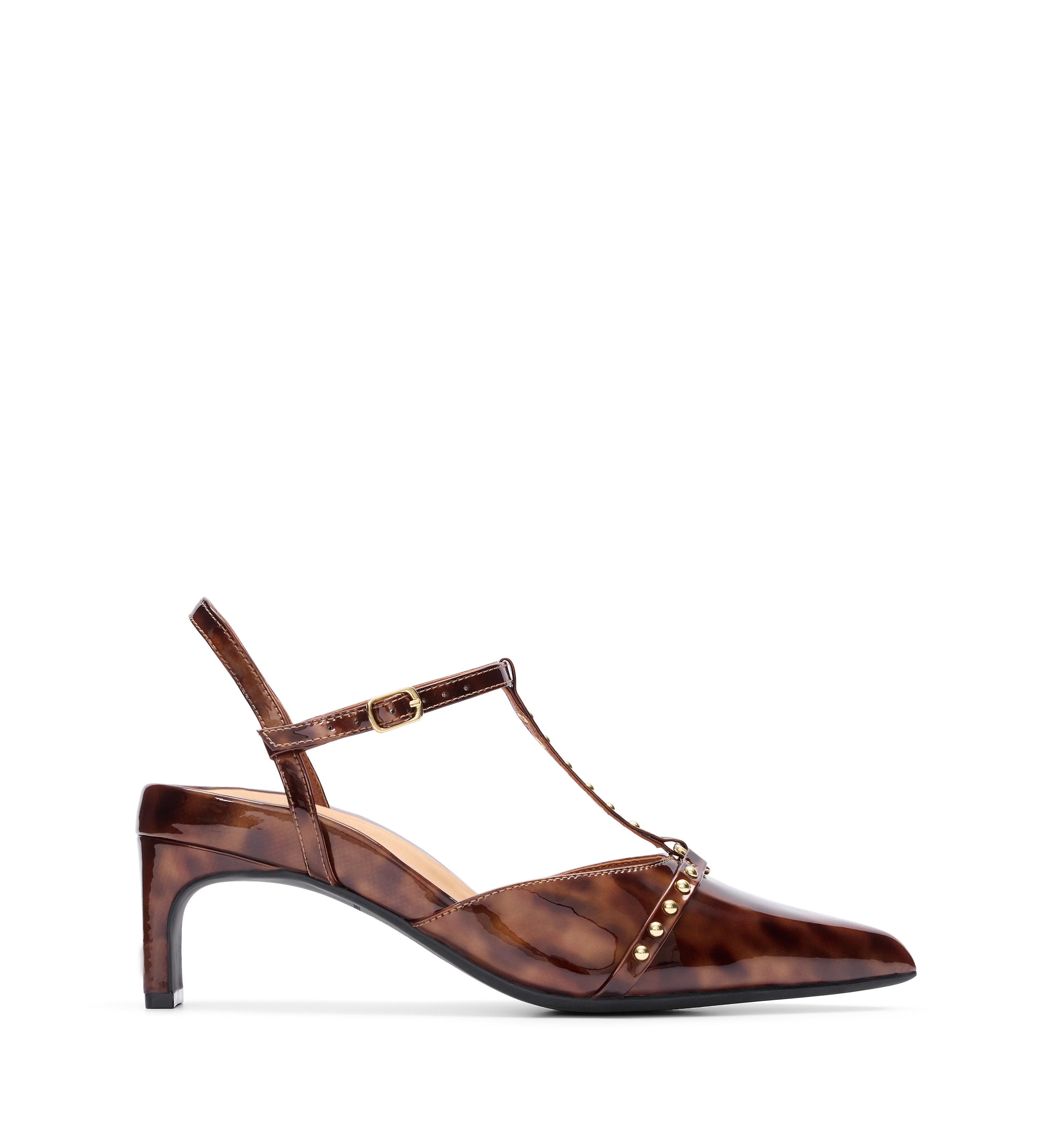 Albifron Tortoiseshell Brown Patent Leather Low Heels