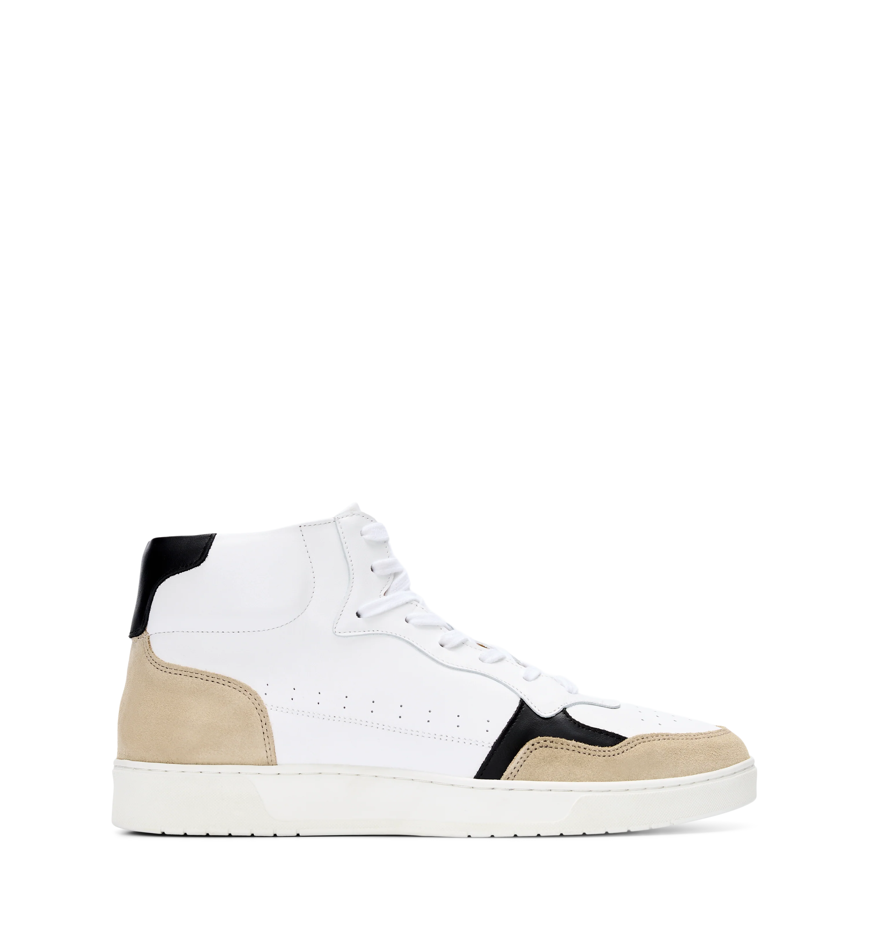 Calcium White & Black Leather Sneakers