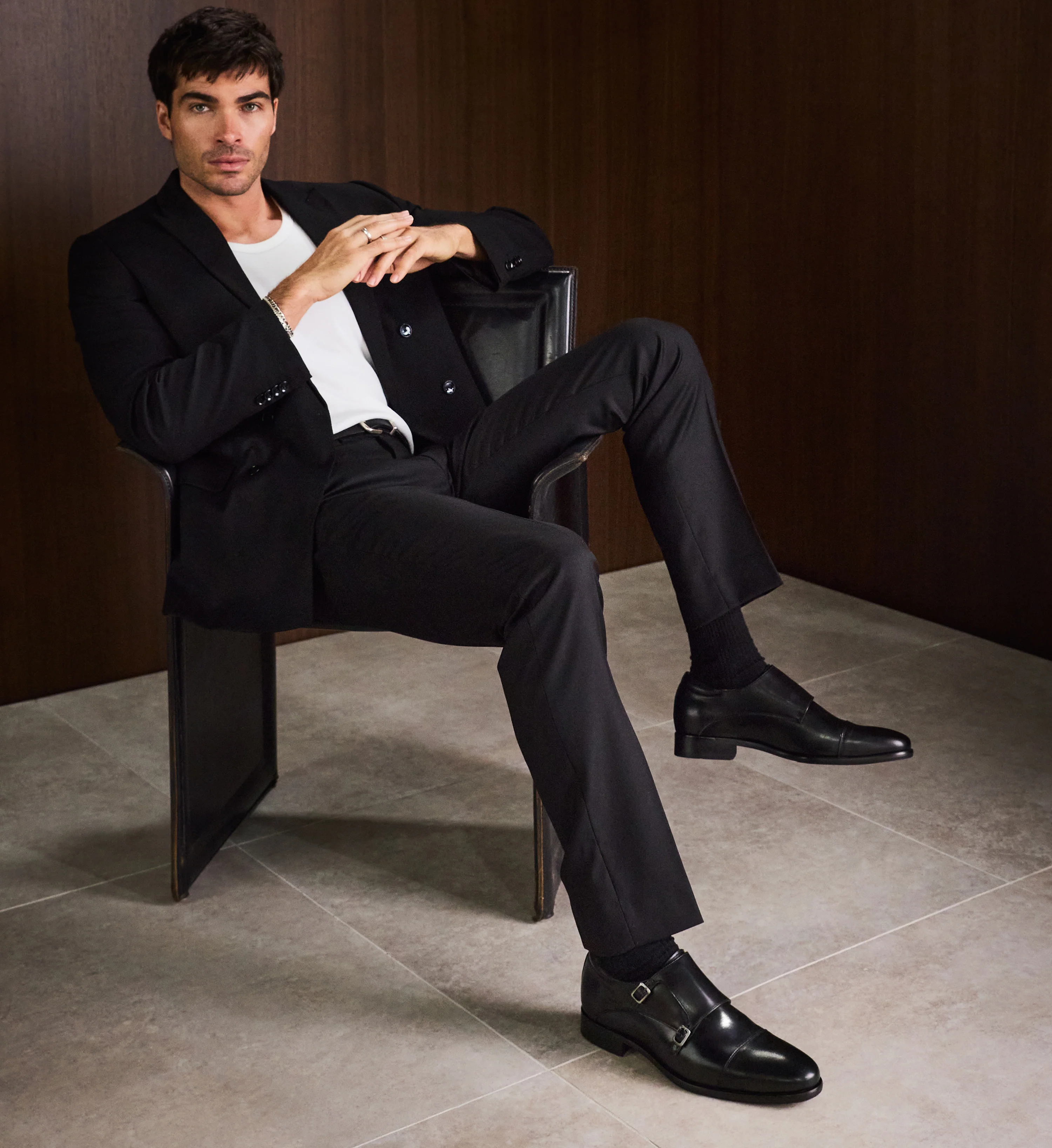 Vanadium Black Leather Monks