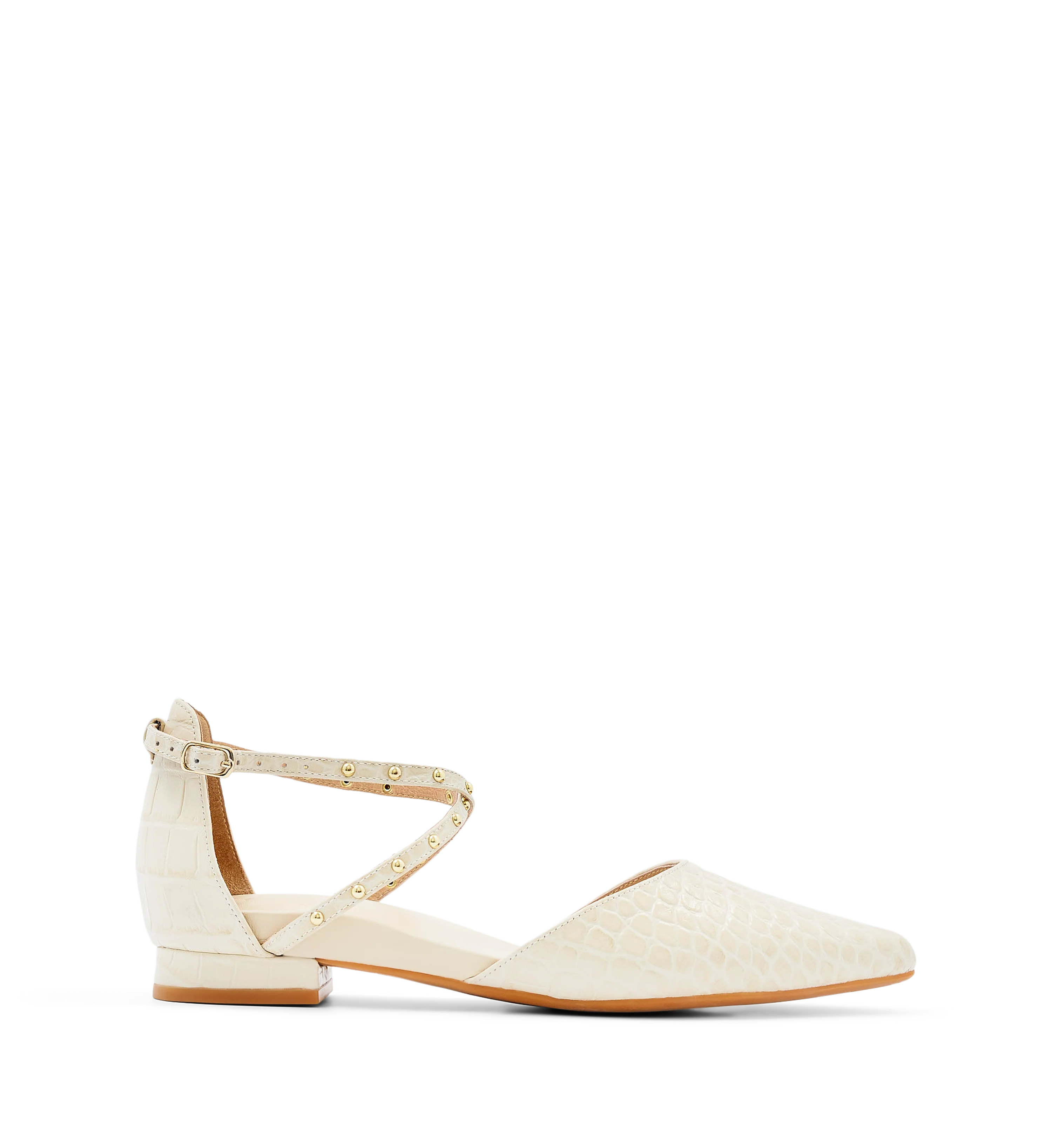 Grackle Chai Croc Emboss Leather Flats