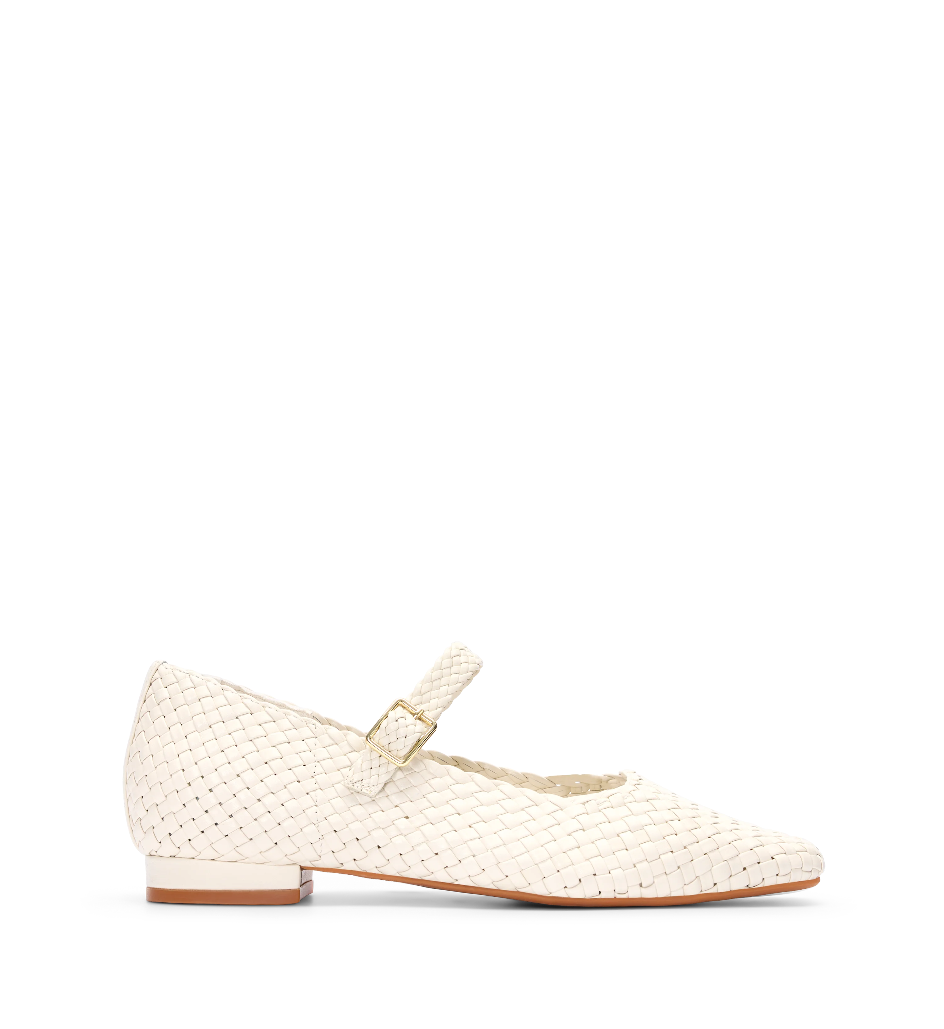 Surfbird Off White Woven Leather Ballet Flats