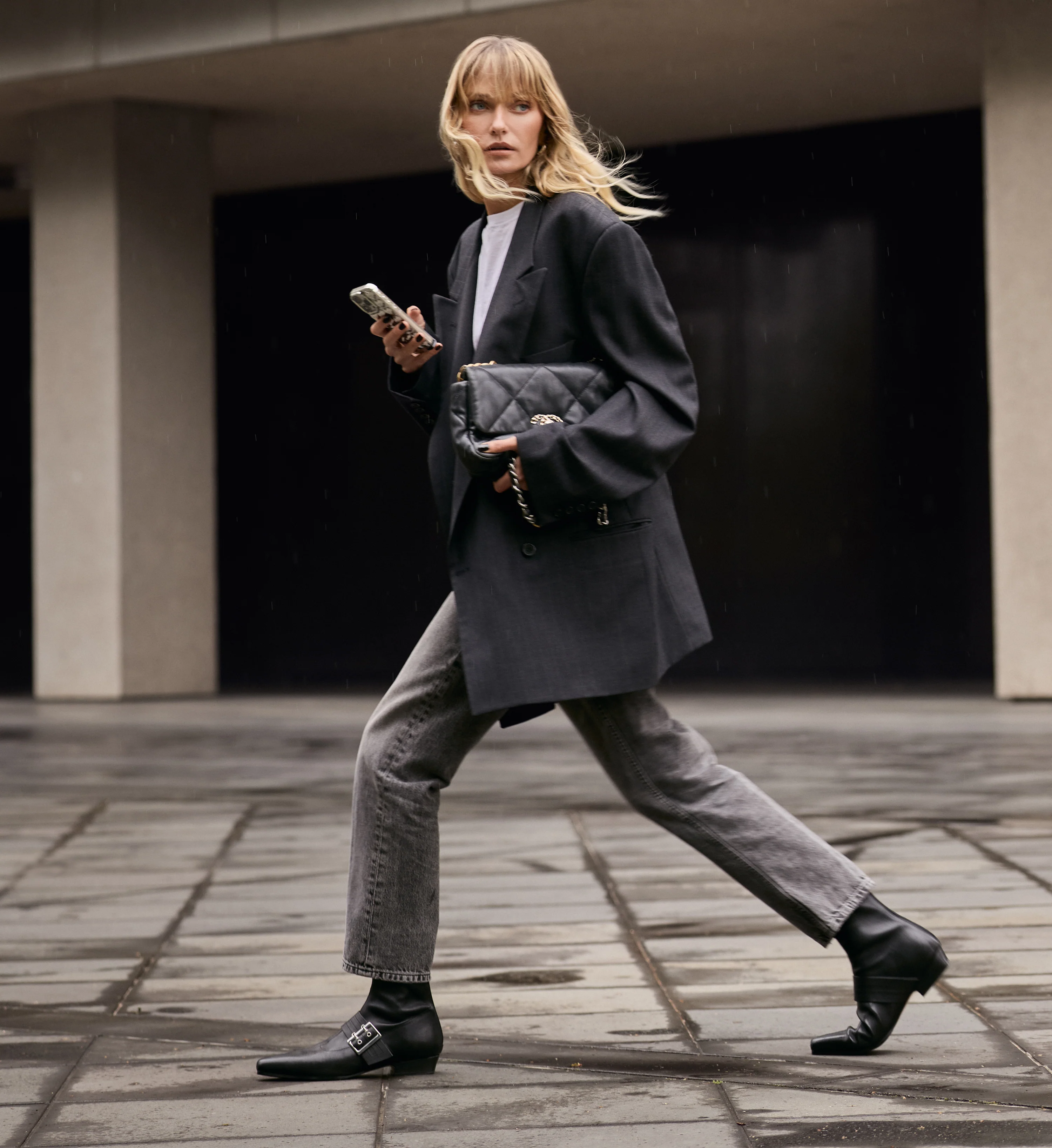 Rook Black Stretch Leather & Hardware Flat Boots