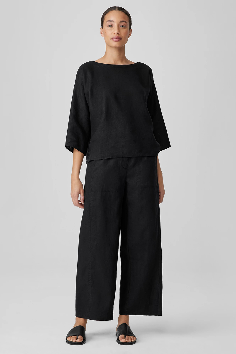 Organic Linen Jersey Crew Neck Top | eileen fisher outlet