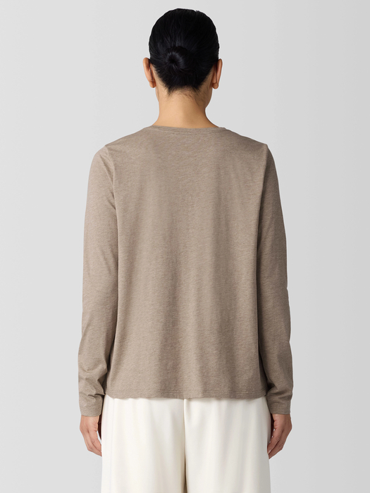 Mélange Fine Organic Cotton JerseyLong-Sleeve Tee | eileen fisher outlet