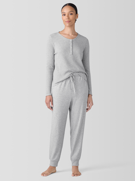 Mélange Organic Cotton Waffle Henley Sleep Top | eileen fisher outlet