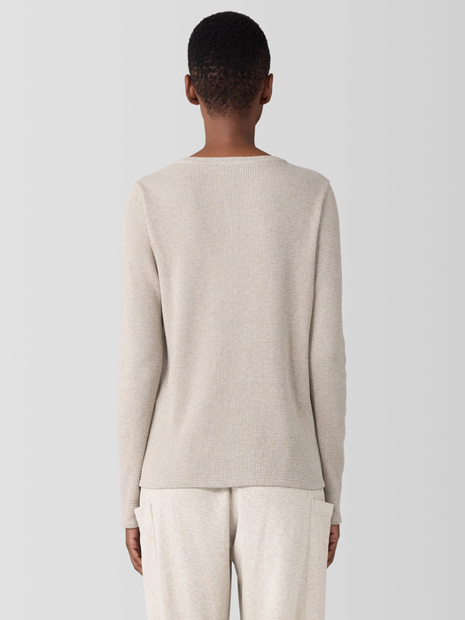 Mélange Organic Cotton Waffle Henley Sleep Top | eileen fisher outlet