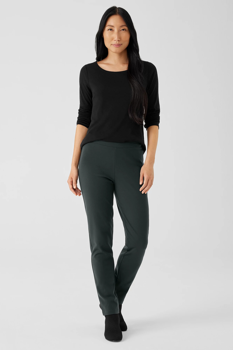 Textured Silk Jacquard Bateau Neck Long Top | eileen fisher outlet