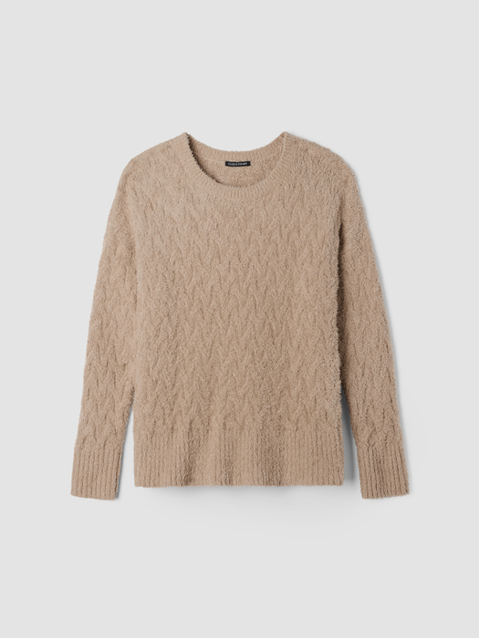 Fringed Organic Cotton Crew Neck Top | eileen fisher outlet