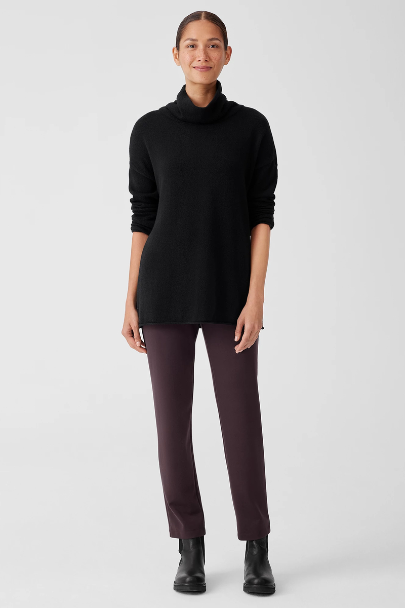 Textured Silk Jacquard Bateau Neck Long Top | eileen fisher outlet