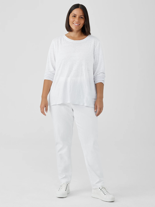Organic Linen Jersey Crew Neck Top | eileen fisher outlet