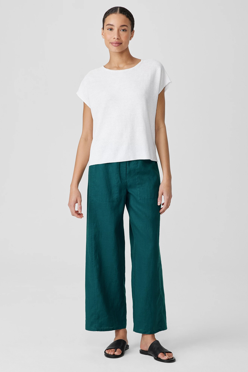 Organic Linen Jersey Crew Neck Top | eileen fisher outlet