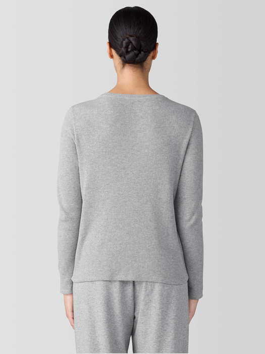 Mélange Organic Cotton Waffle Henley Sleep Top | eileen fisher outlet