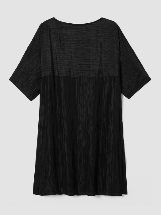 Textured Silk Jacquard Bateau Neck Long Top | eileen fisher outlet