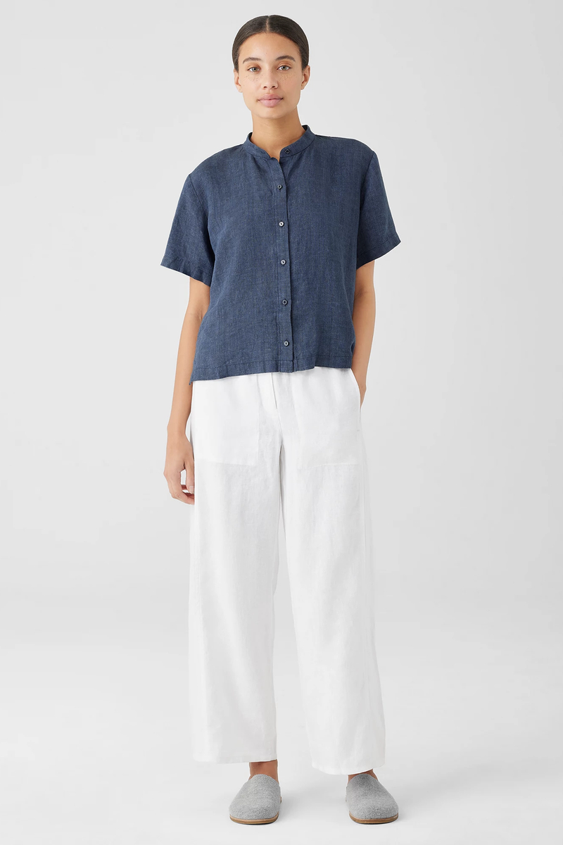 Organic Linen Jersey Crew Neck Top | eileen fisher outlet