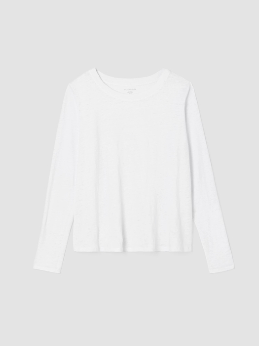 Organic Linen Jersey Crew Neck Top | eileen fisher outlet