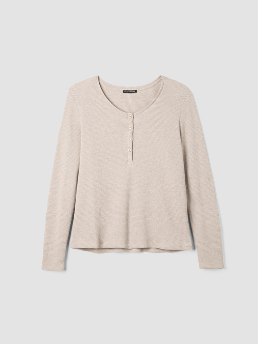 Mélange Organic Cotton Waffle Henley Sleep Top | eileen fisher outlet