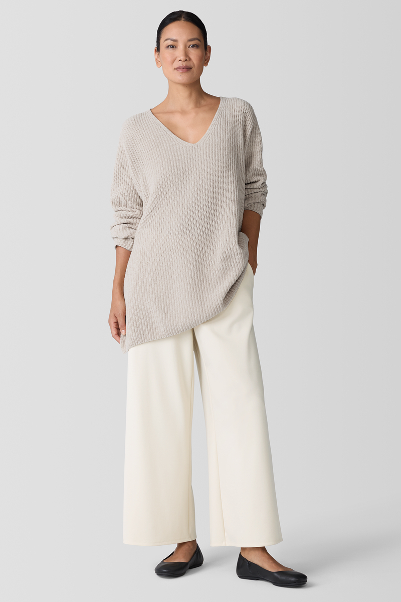 Fringed Organic Cotton Crew Neck Top | eileen fisher outlet