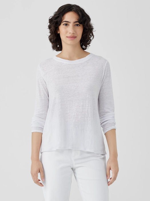 Organic Linen Jersey Crew Neck Top | eileen fisher outlet