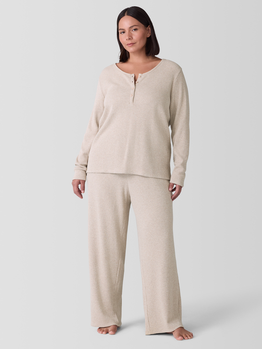 Mélange Organic Cotton Waffle Henley Sleep Top | eileen fisher outlet