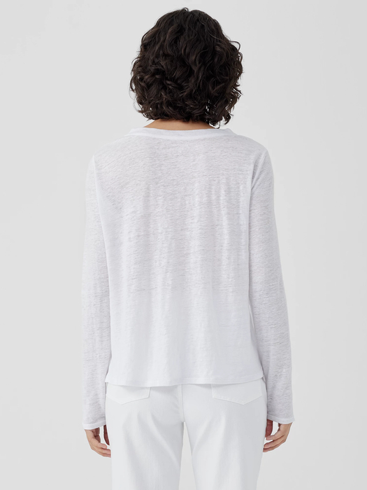Organic Linen Jersey Crew Neck Top | eileen fisher outlet
