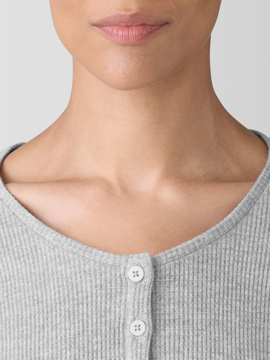 Mélange Organic Cotton Waffle Henley Sleep Top | eileen fisher outlet