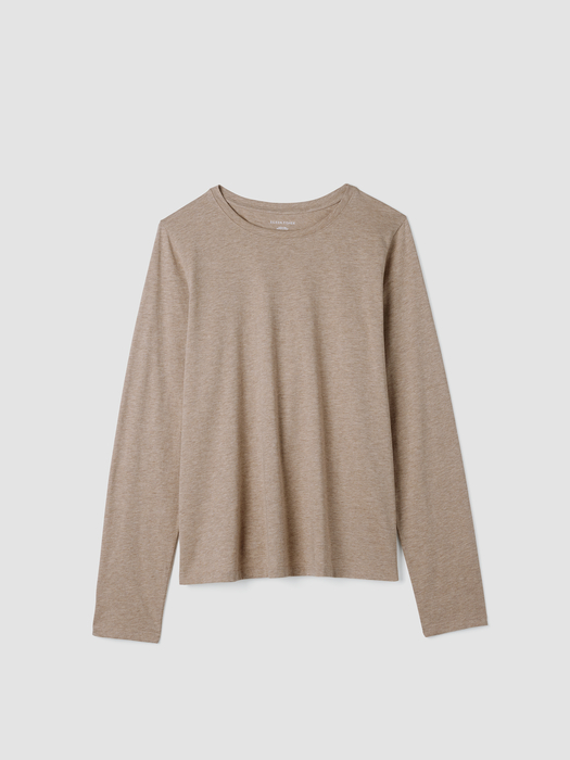 Mélange Fine Organic Cotton JerseyLong-Sleeve Tee | eileen fisher outlet