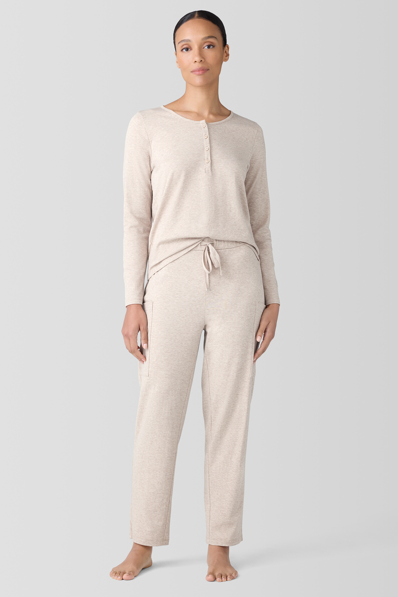Mélange Organic Cotton Waffle Henley Sleep Top | eileen fisher outlet