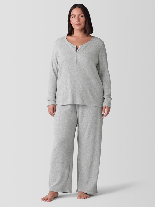 Mélange Organic Cotton Waffle Henley Sleep Top | eileen fisher outlet