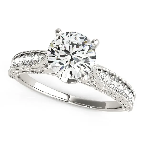 14 Karat Weißgold Antique Design Diamond Engagement Ring (1 5 / 8 cttw)