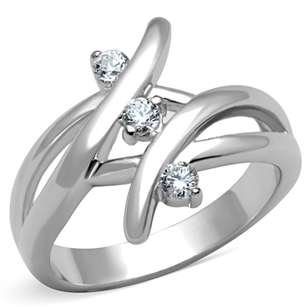 3W833 - Rhodium-Messing - Ring mit AAA-Klasse CZ in Clear