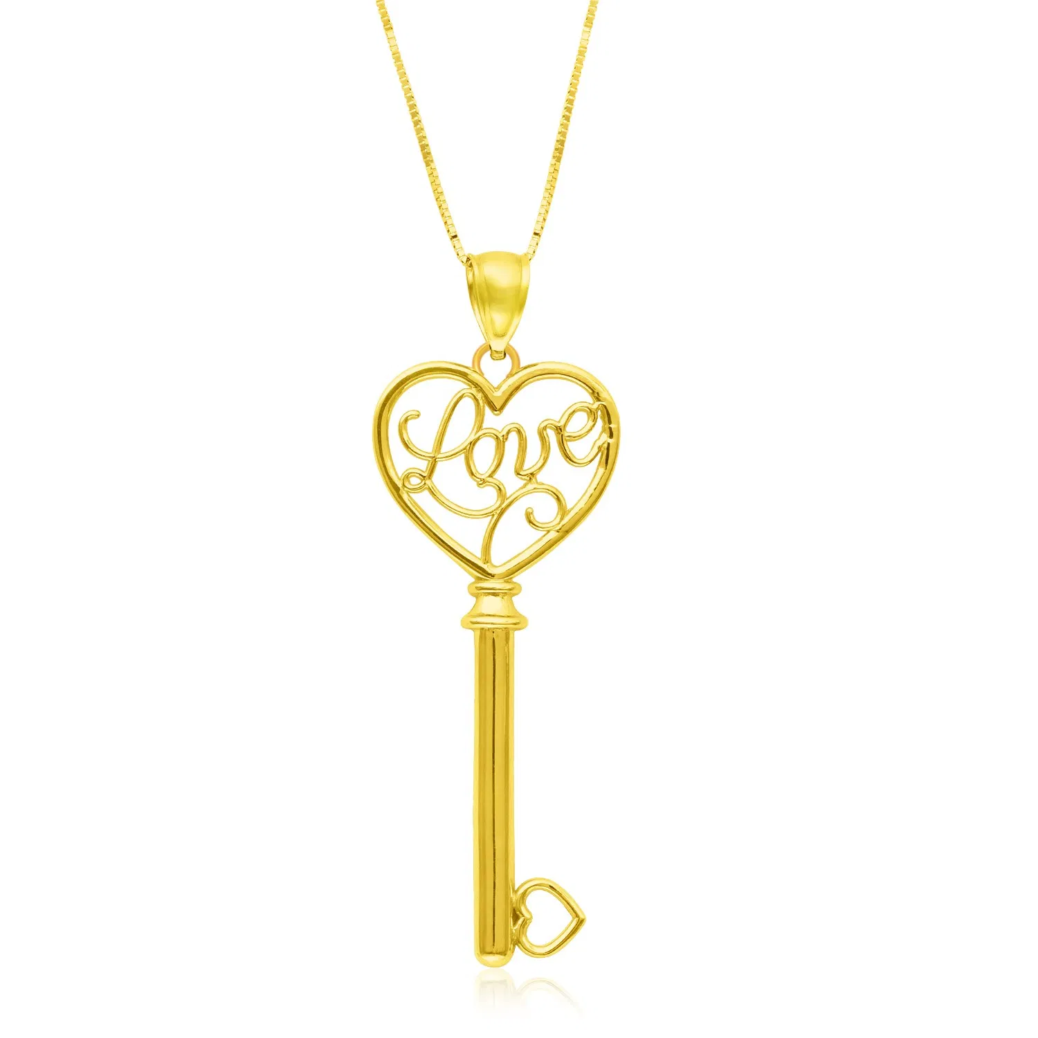 14 Karat gelbes Gold Skelett LOVE Schlüssel Stil Anhänger