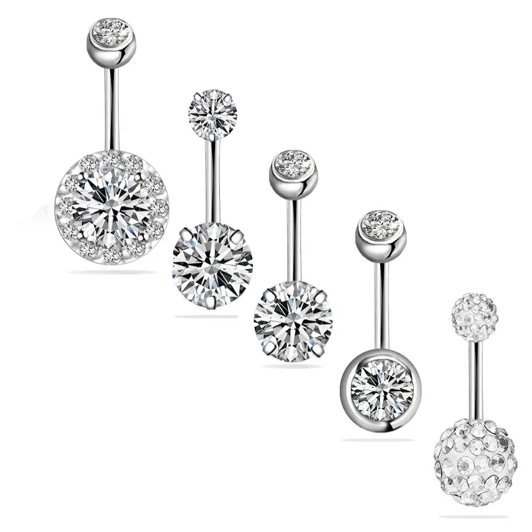 5PCS 14G Edelstahl Dangle Bauchknopfringe für Frauen