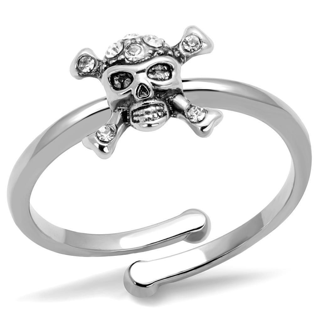 LO4055 - Rhodium-Brass - Ring mit Top-Grade - Kristall in Clear