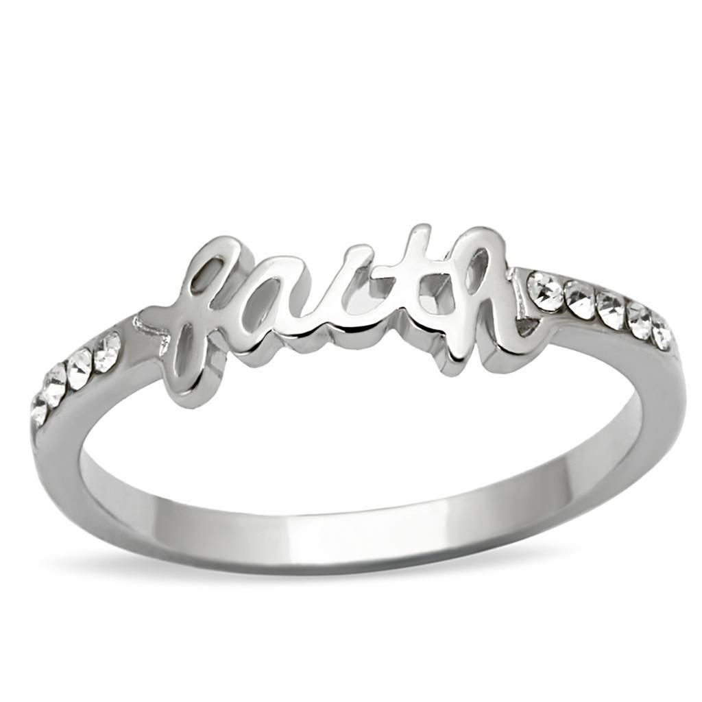 LO3968 - Rhodium-Messing - Ring mit Top-Grade - Kristall in Clear