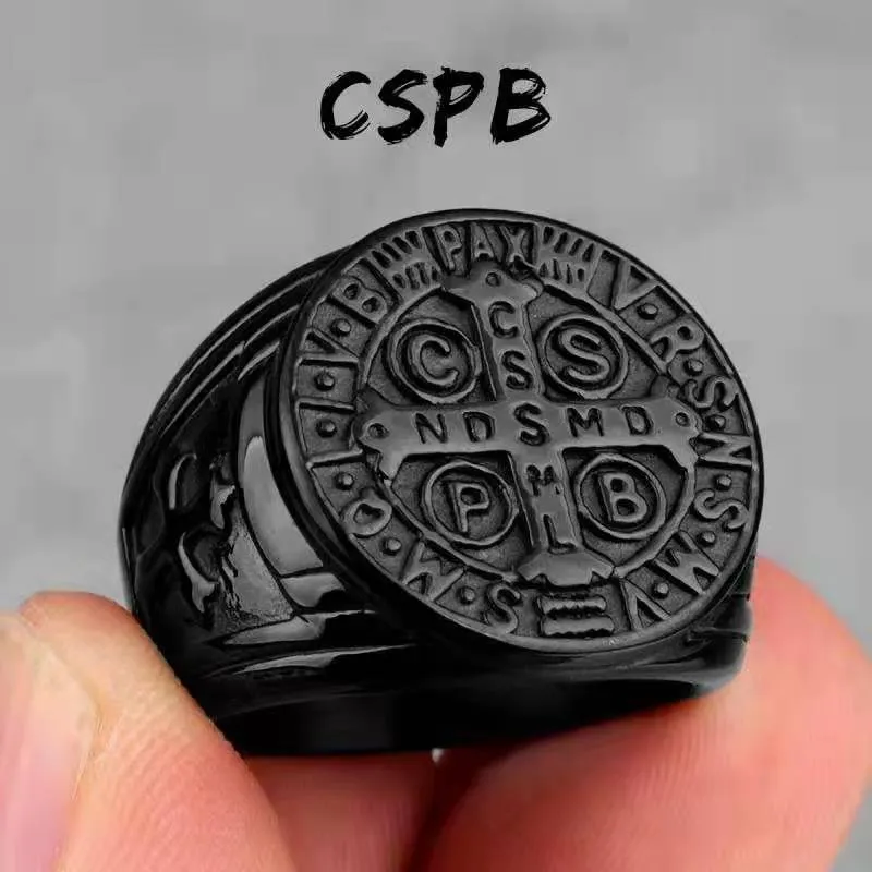 Cspb Cross Männer Edelstahl Titan Stahl Ring