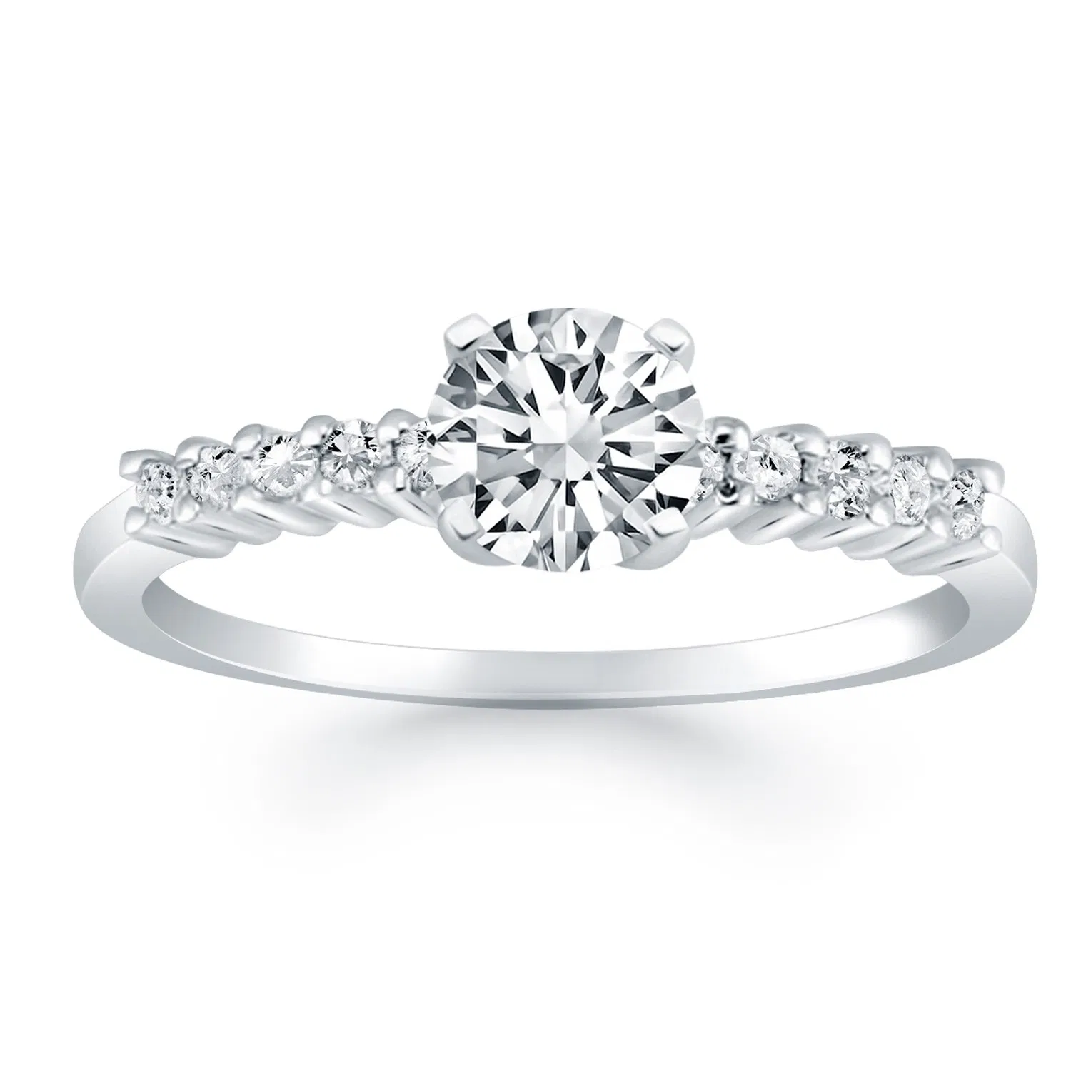 14 Karat Weißgold Shared Prong Accent Diamond Engagement Ring