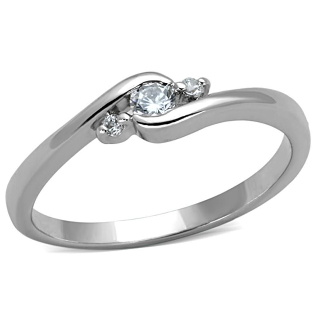 3W822 - Rhodium-Messing - Ring mit AAA-Klasse CZ in Clear