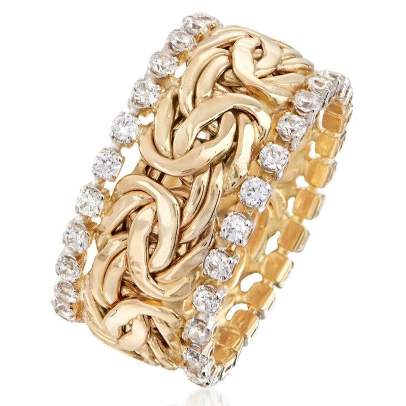 1pc Vintage Gold geflochten Rhinestone Ring für Männer