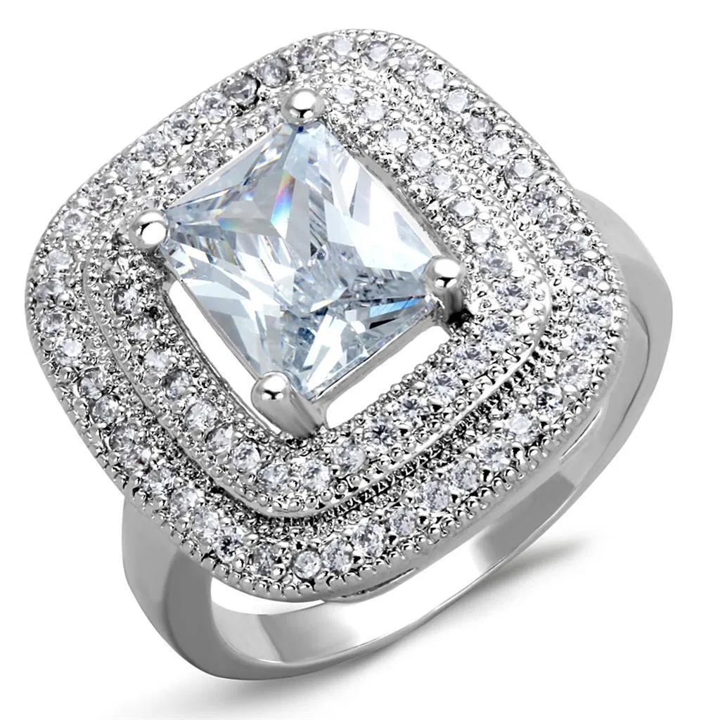 3W839 - Rhodium-Messing - Ring mit AAA-Klasse CZ in Clear
