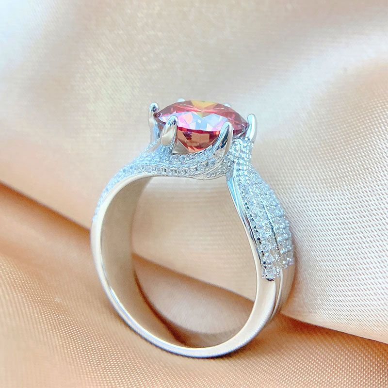 Damen 3 - Karat 5 - Karat Sterling Silber Moissanit Diamant Ring