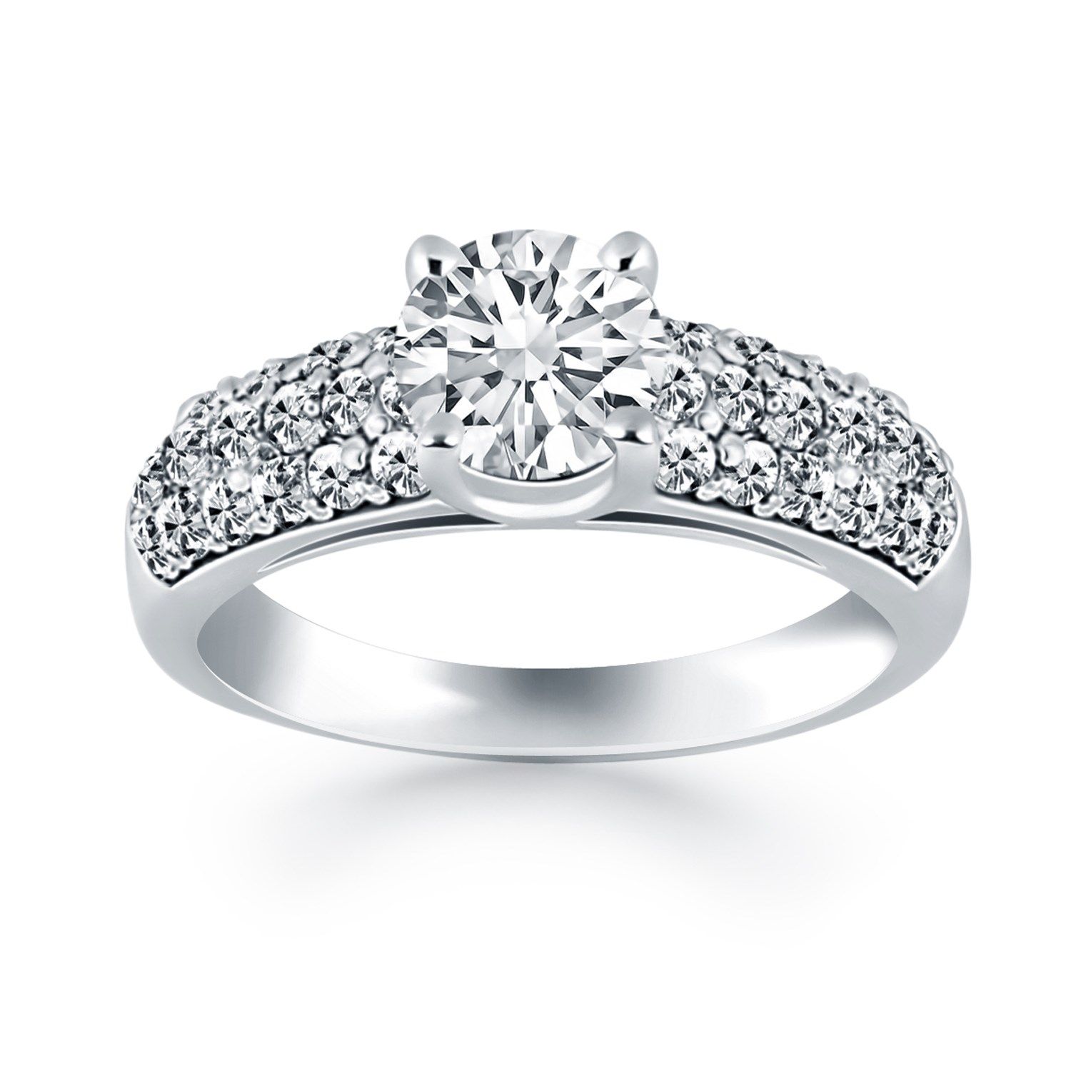 14 Karat Weißgold Tapered Pave Diamant Wide Band Engagement Ring