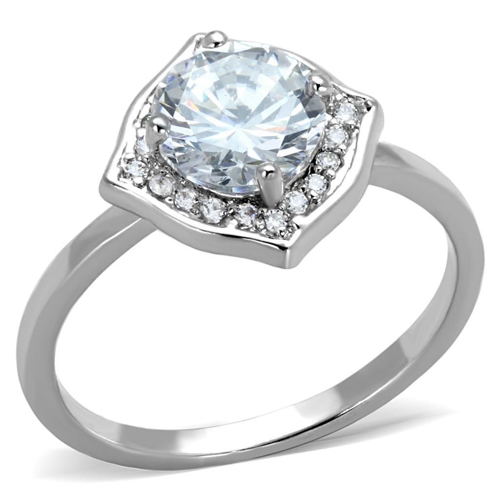 3W877 - Rhodium-Messing - Ring mit AAA-Klasse CZ in Clear