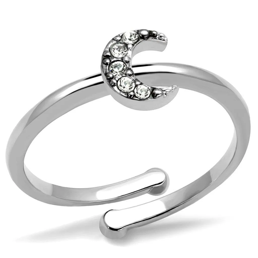 LO4045 - Rhodium-Messing - Ring mit Top-Grade - Kristall in Clear