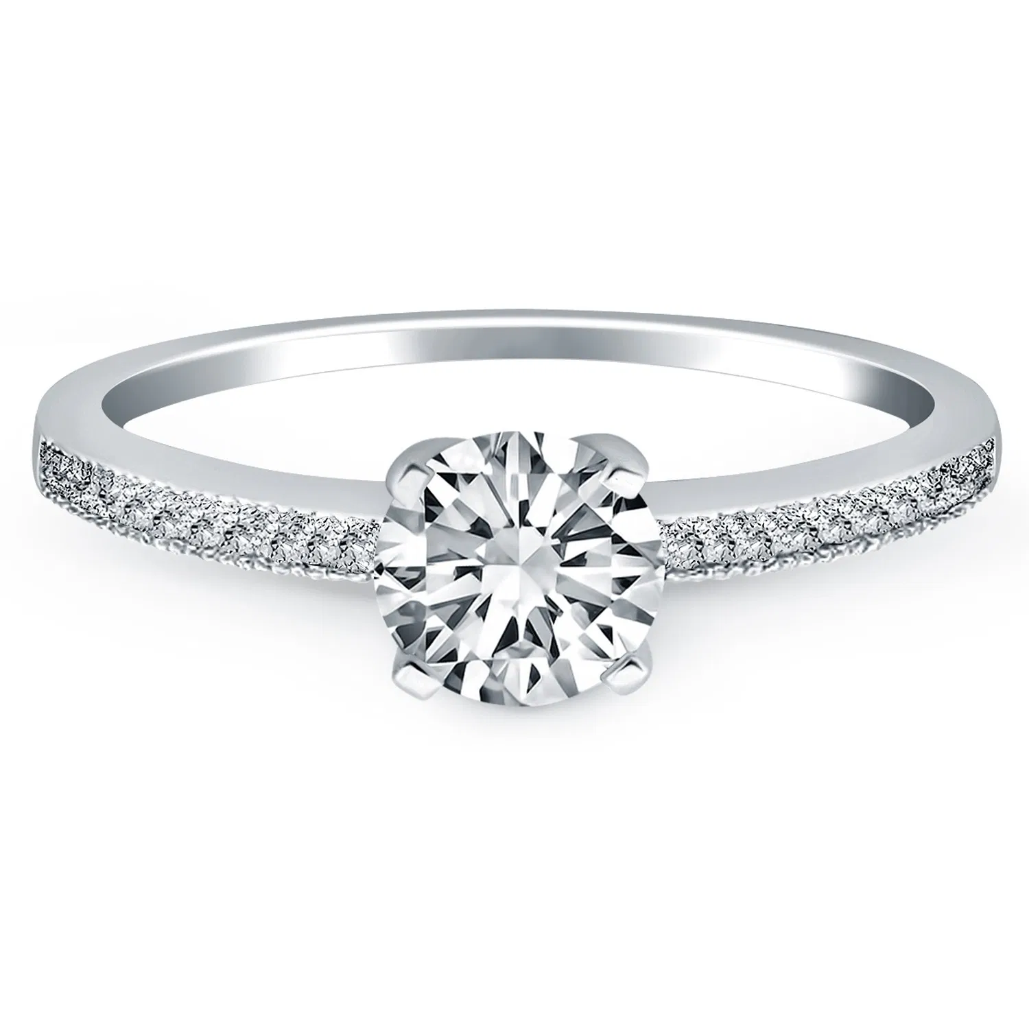 14 Karat Weißgold Classic Diamond Pave Solitaire Engagement Ring